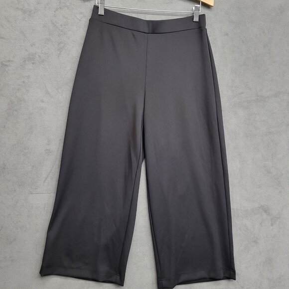 NWT Anne Klein Black Pull On Pants Women's Size Small Wide Leg Stretchy Comfy - Picture 1 of 6